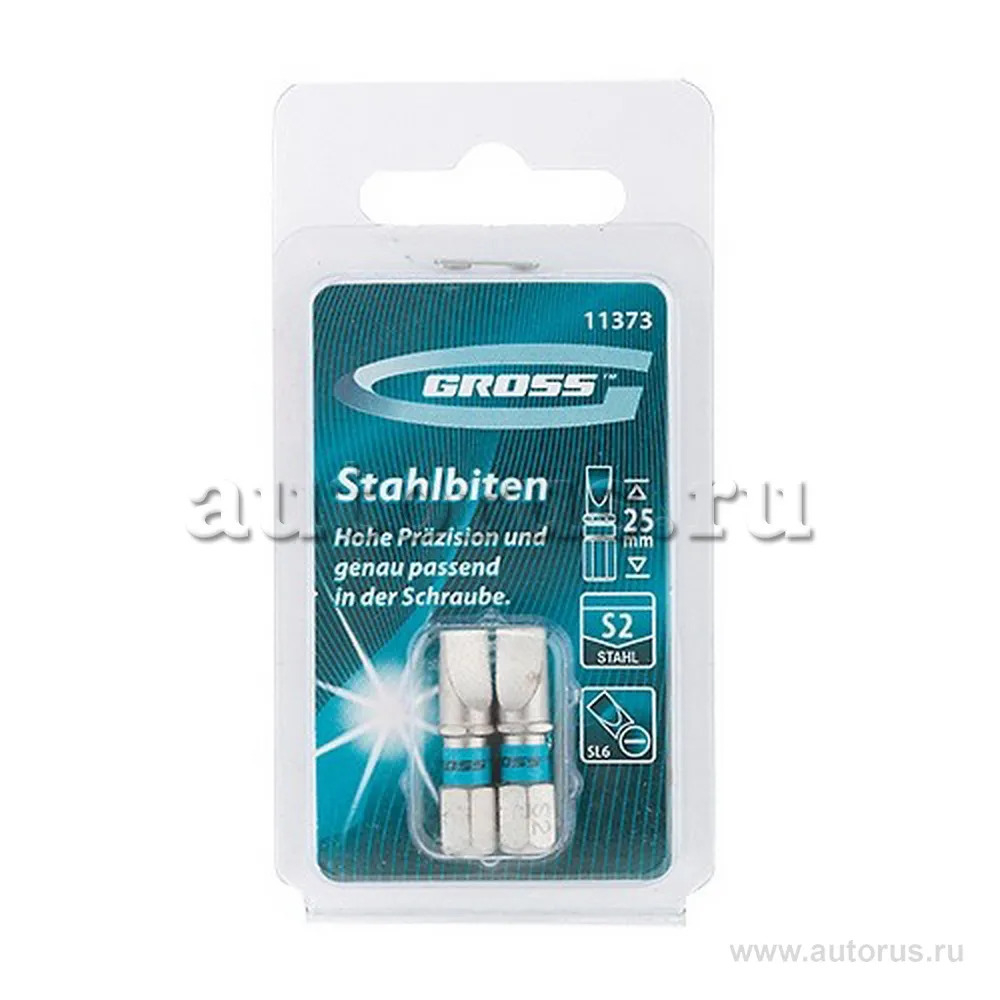 Набор бит SL6, 0x25, сталь S2, 2шт GROSS 11373