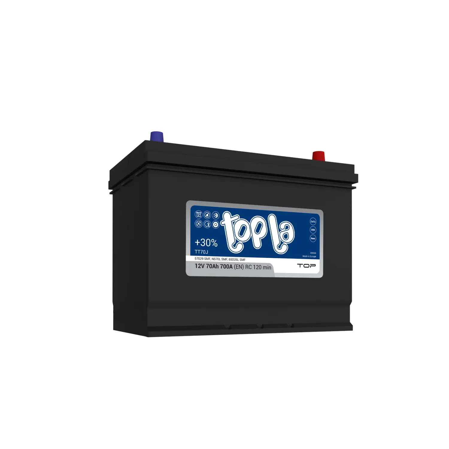 Аккумулятор TOPLA Top JIS 70 А/ч обратный R+ 259x175x221 D26 EN 700 А