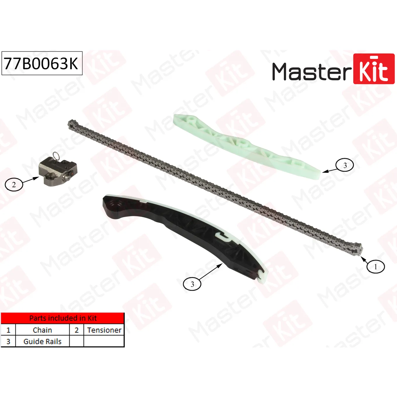 Комплект цепи ГРМ HYUNDAIG4KD 2.0L G4KE 2.4L MASTERKIT 77B0063K