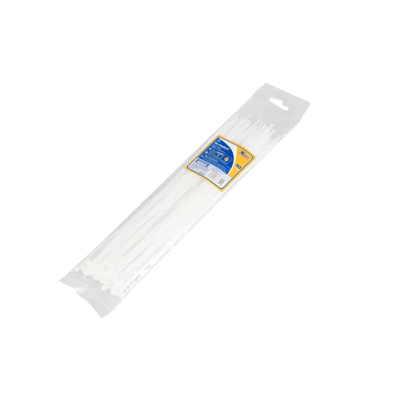 Стяжки нейлоновые, хомуты 3.6x300 белые уп 50 шт KRAFT KT880605