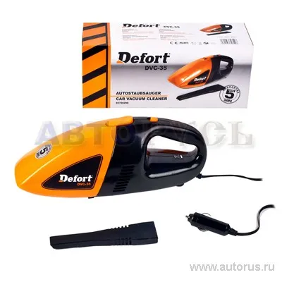 Пылесос автомобильный 1 насадка 0,5л 35Вт кабель 2,8 м 12В 93728298 Defort DVC-35