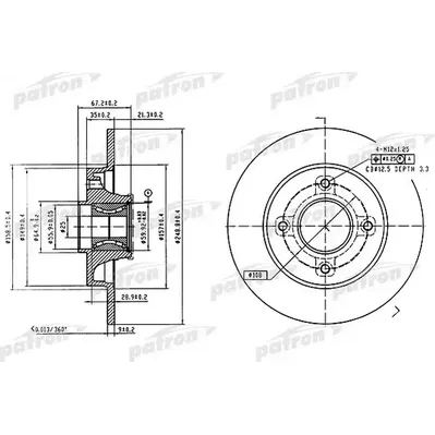 Диск тормозной задний CITROEN PEUGEOT C4 / 207 / 307 04-(+ подш./ PATRON PBD7011