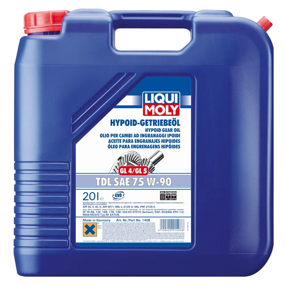Масло трансмиссионное LIQUI MOLY Hypoid-Getriebeoil 75W-90 полусинтетическое 20 л 1408