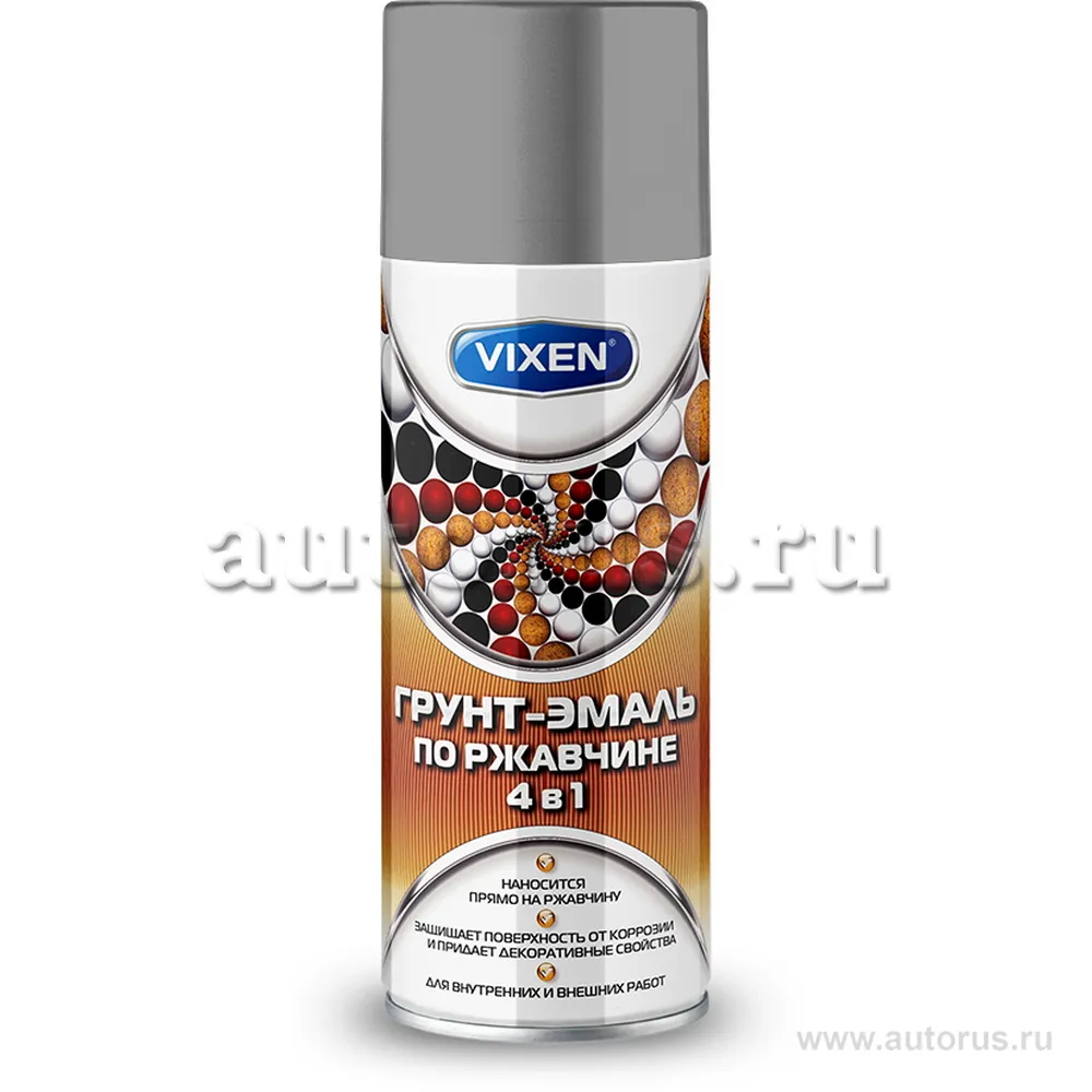 Грунтэмаль по ржавчине 4 в 1, серое окно (RAL 7040), аэрозоль 520 мл VIXEN VX517040