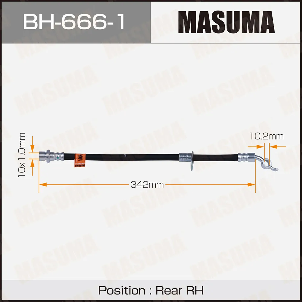 Шланг тормозной TOYOTA AURIS/AVENSIS задн.прав. MASUMA BH6661