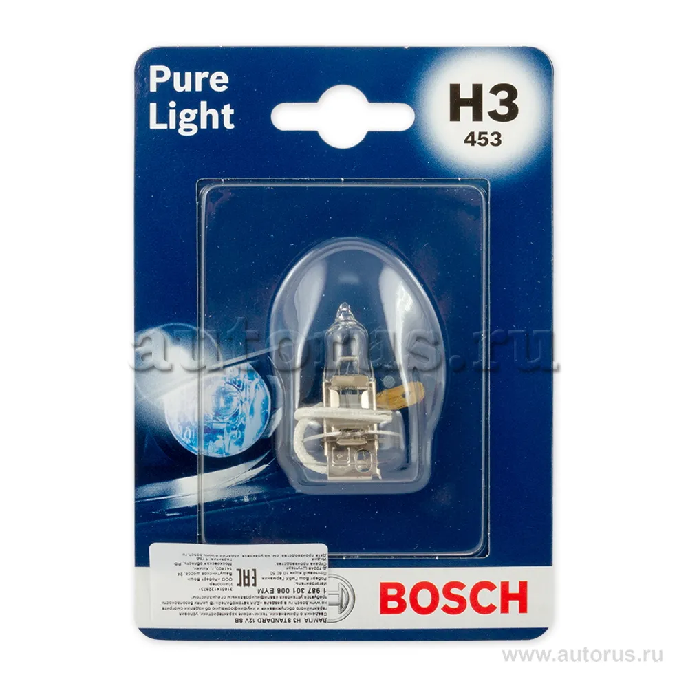 Лампа 12V H3 55W BOSCH 1 шт. картон 1 987 301 006