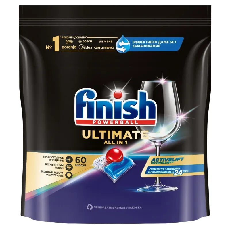 Капсулы для ПММ Finish Ultimate 60 капсул дойпак бесфосфатные 1694766