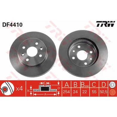 Диск тормозной передний KIA RIO 00-05 TRW DF4410