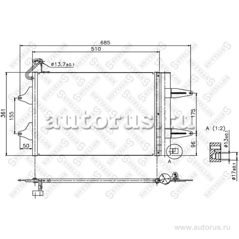 Радиатор конд. VW Polo, Seat STELLOX 10-45166-SX