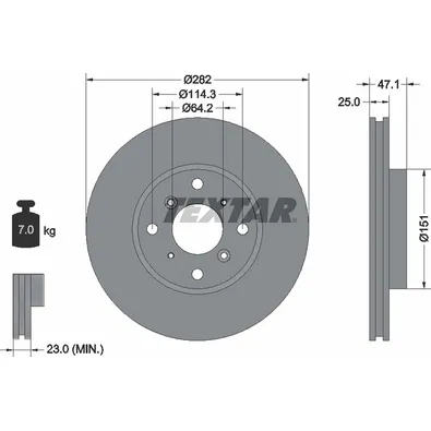 Диск тормозной передний стандартный HONDA TEXTAR 92110100