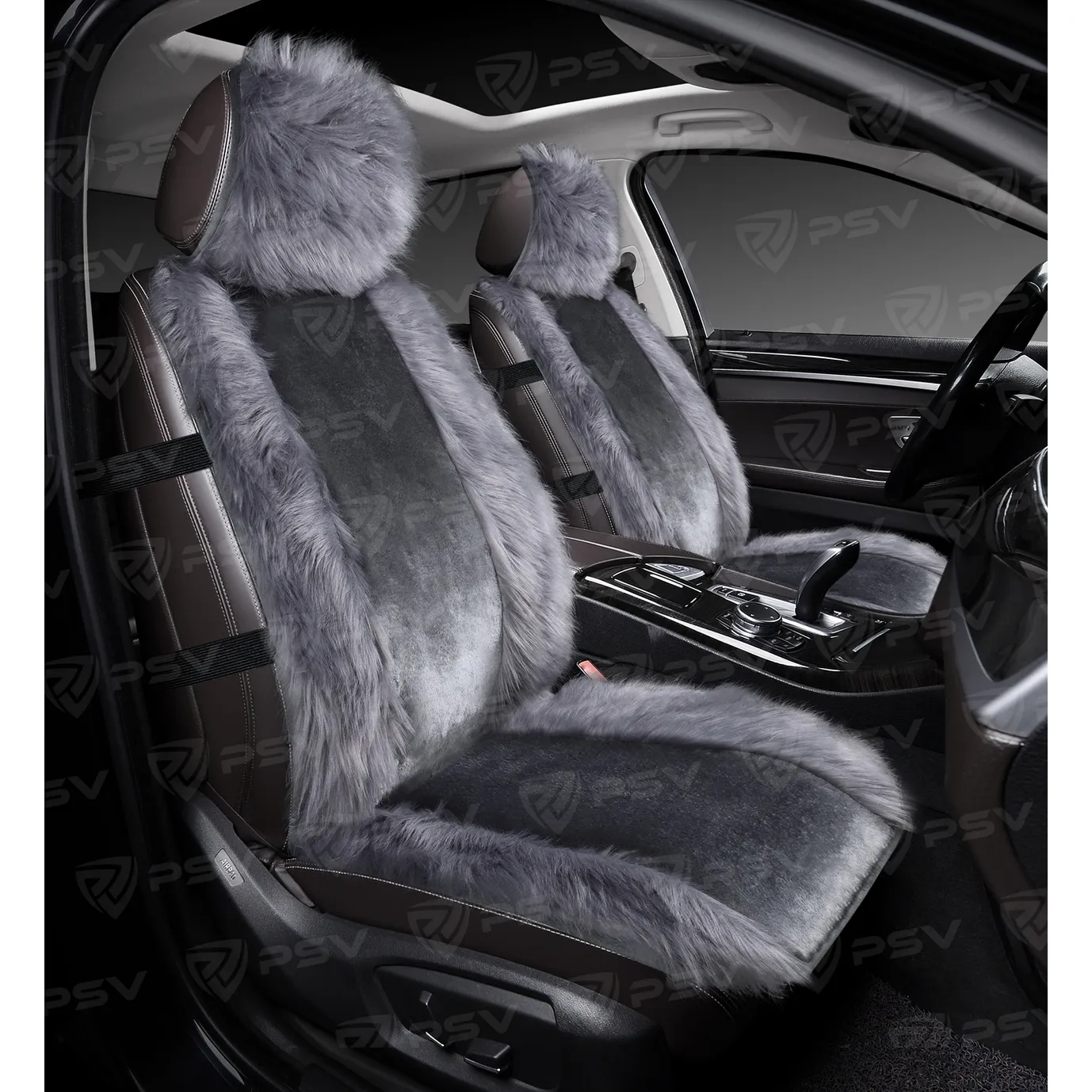 Накидки в машину универсальные меховые PSV Mutton Premium FRONT (Темно-Серый), 1 штука PSV 137741