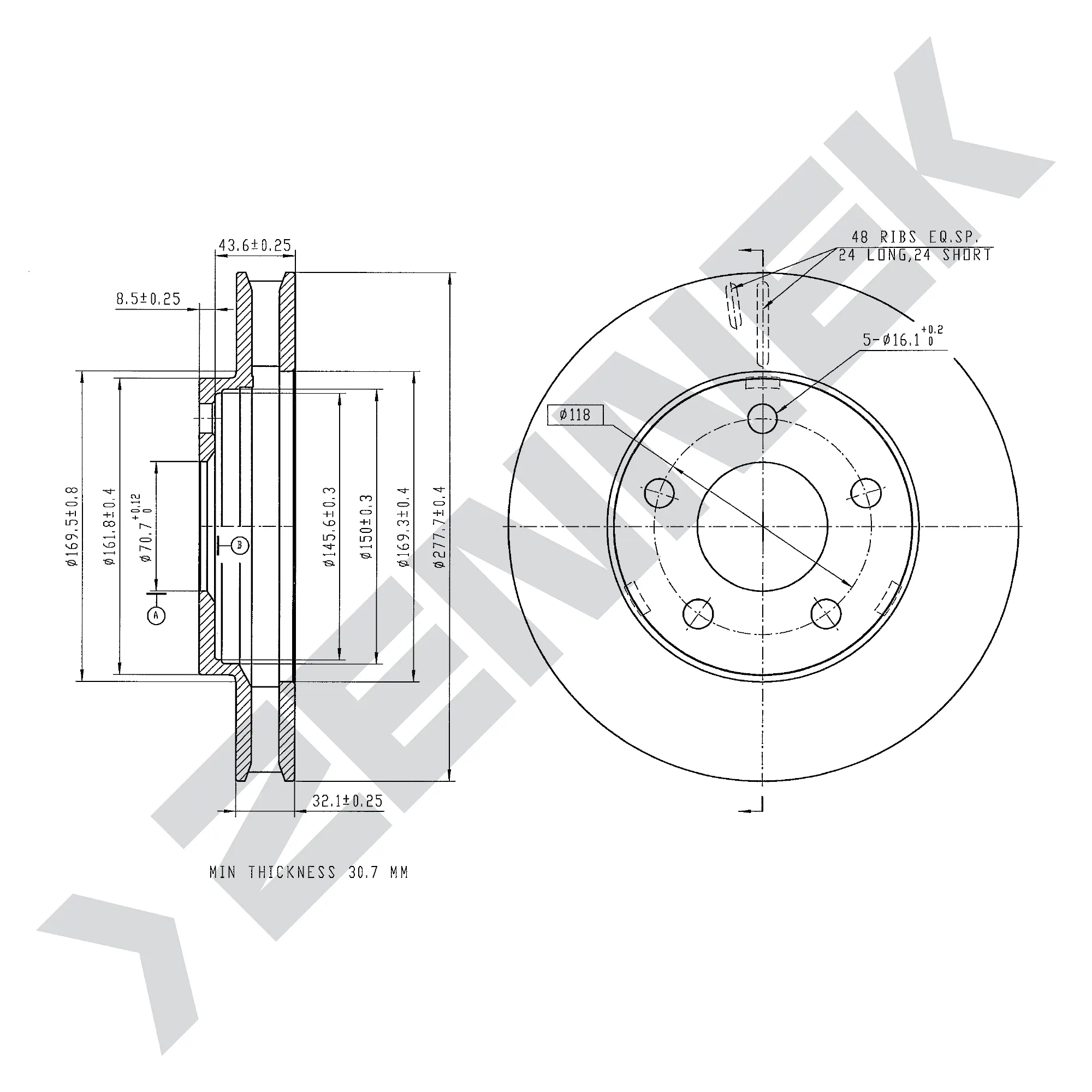 Диск тормозной передний OPEL SINTRA 96-99 (2 шт) ZENNEK DBD0257