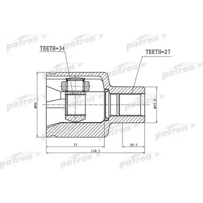 ШРУС внутренний 27x47.8x34 SSANG YONG REXTON II 06- PATRON PCV3022