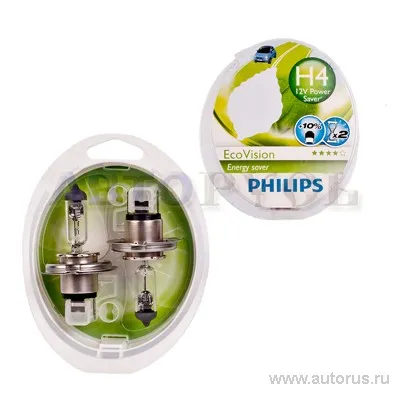 Лампа 12V H4 60/55W PHILIPS EcoVision 2 шт. DUOBOX 12342 ECO