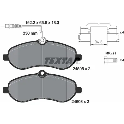Колодки передние с противошумной пластиной Q+ CITROЛN FIAT PEUGEOT TOYOTA TEXTAR 2459501