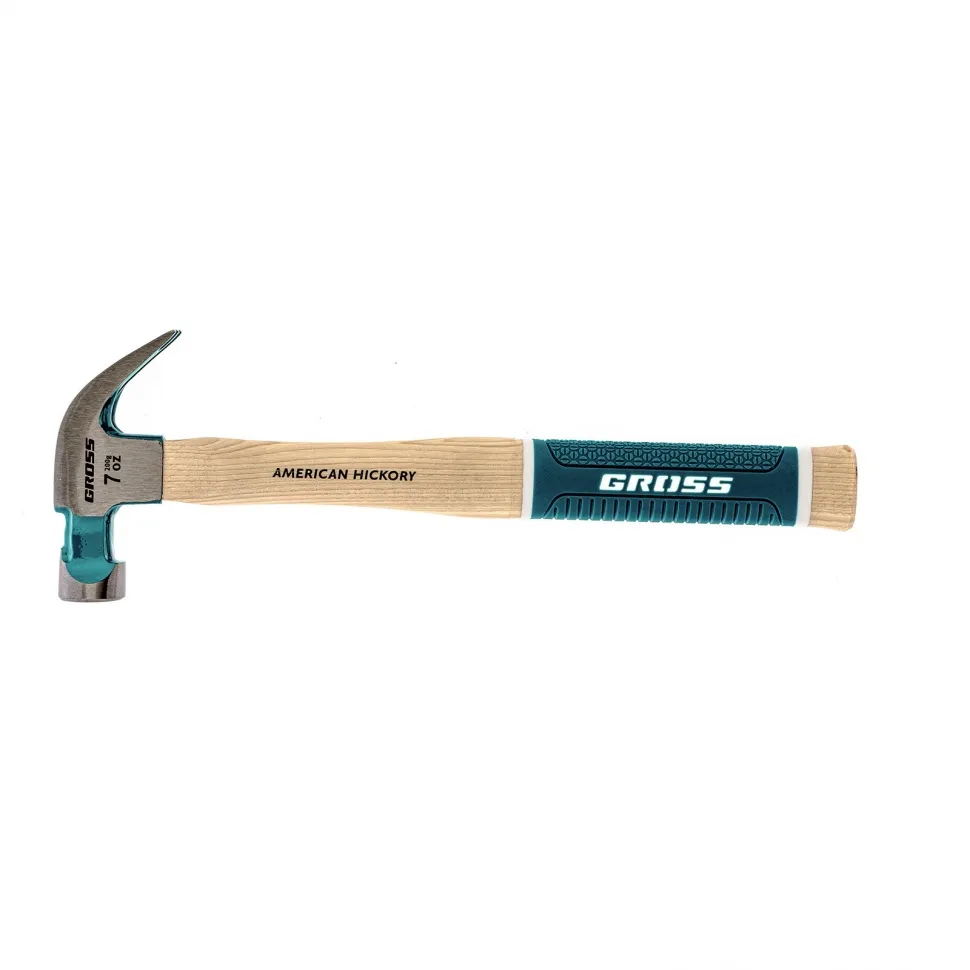Молоток-гвоздодер,200 г, угол 45, магнит, обрезиненная рукоятка AMERICAN HICKORY GROSS GROSS 10414