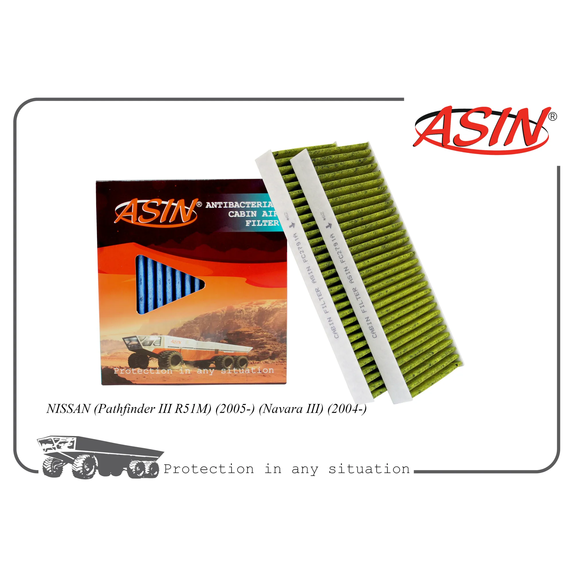 Фильтр салонный 27274-EA000/.FC2791A (антибактериальный, угольный) (2 шт) ASIN ASINFC2791A