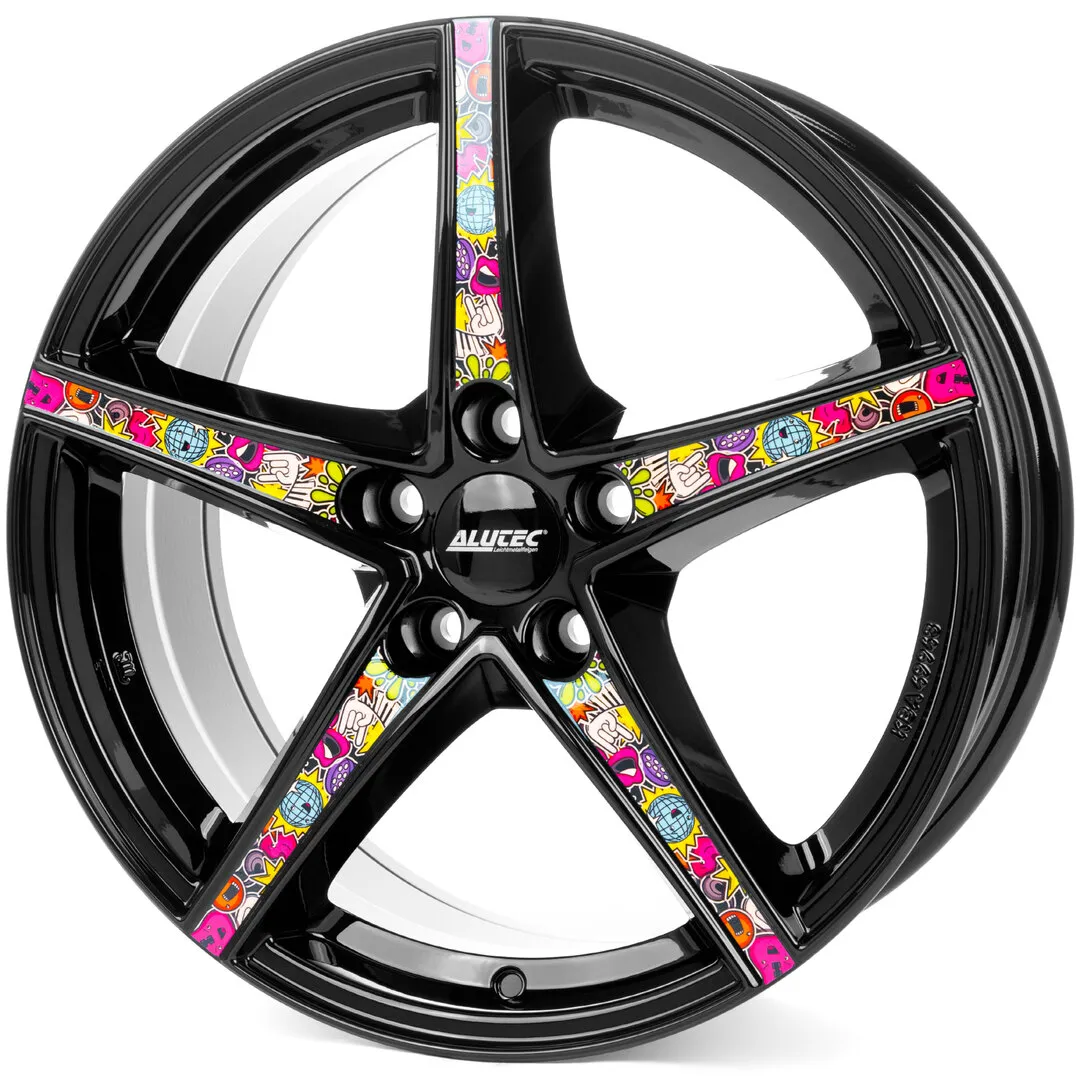 Диск литой R18 8J 5x114.3/70.1 ET45 ALUTEC Raptr Diamond Black With Stickerbomb RR80845B82-62
