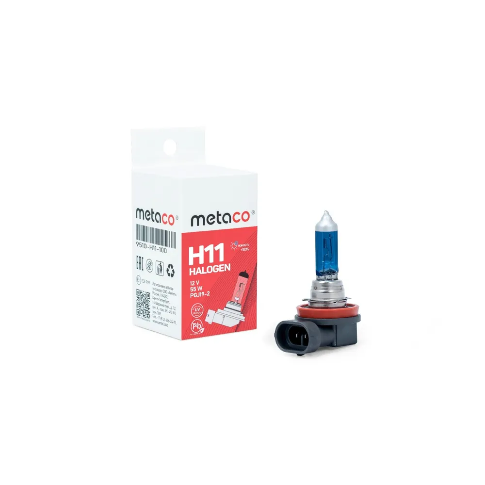 Автомобильная лампа 12V H11 55W COOL BLUE Metaco 9510-H11-100