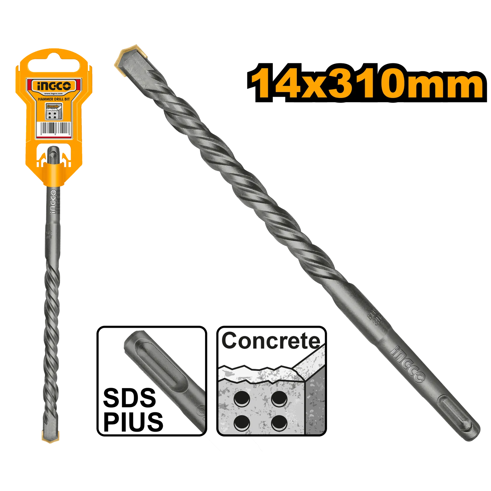 Сверло по бетону 14 мм L 310 SDS-plus INGCO DBH1211404