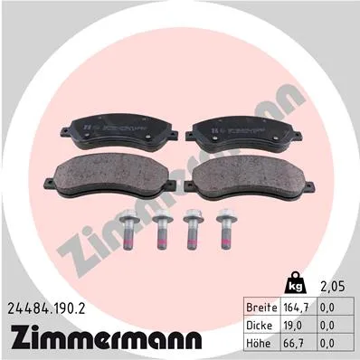 КОЛОДКИ ТОРМ. VW AMAROK 10-> ZIMMERMANN 244841902