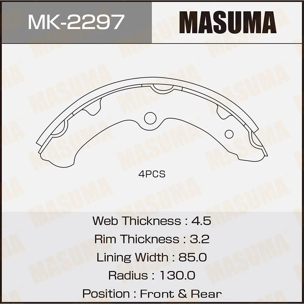 Колодки барабанные MASUMA R-1058 (1/8) MASUMA MK2297