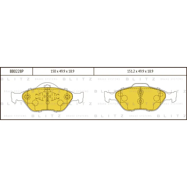 Колодки тормозные дисковые передние FORD Fiesta/Fusion 01-> BLITZ BB0228P