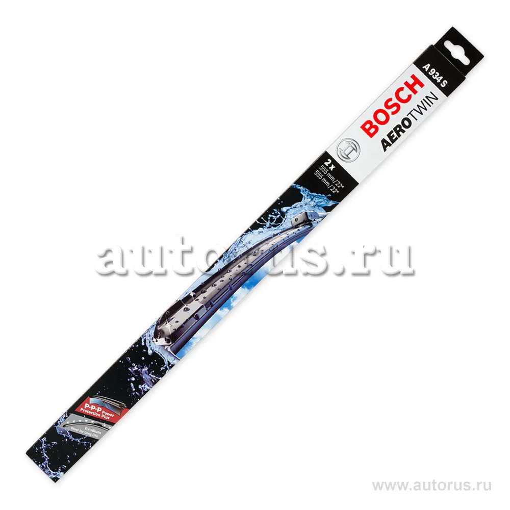 Щетка стеклоочистителя 555/555 мм бескаркасная комплект 2 шт BOSCH AeroTwin 3 397 118 934