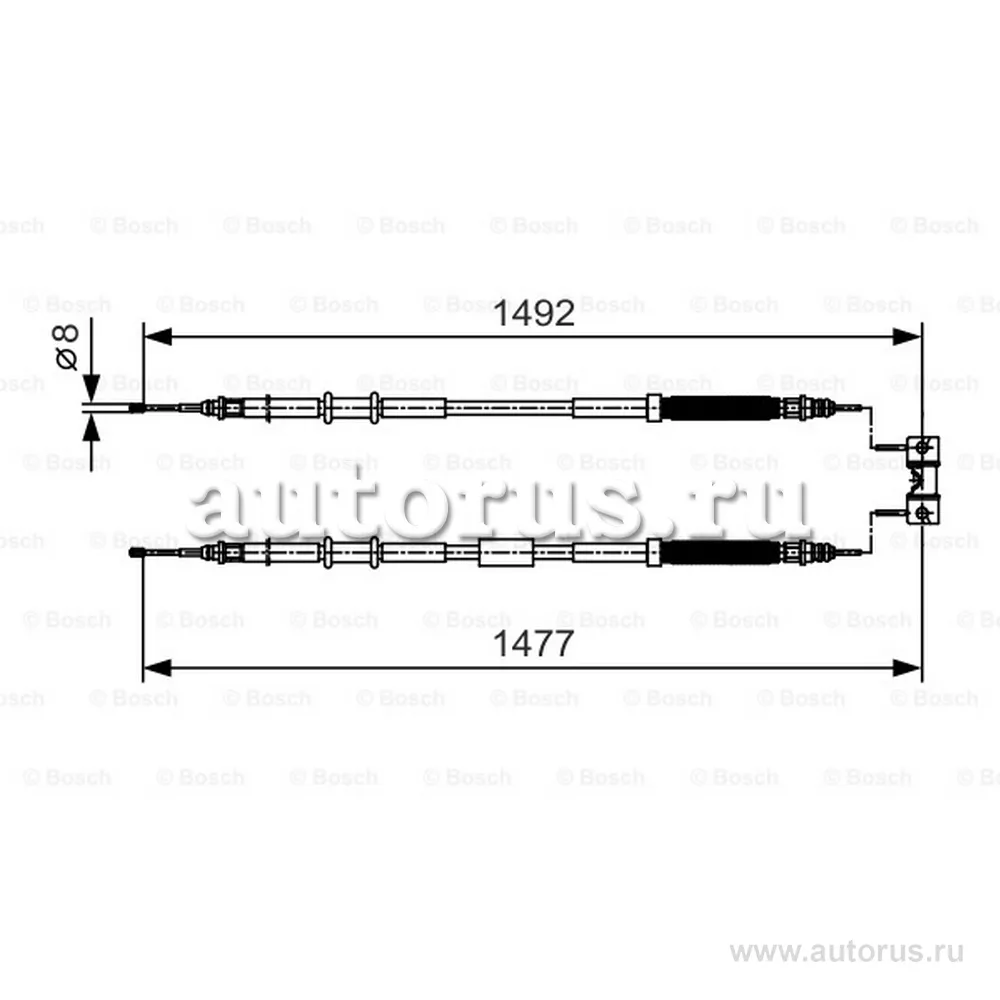 Трос ручника ! L=1492/1477/ Opel Corsa D 1.0-1.4/1.3CDTI 06> BOSCH 1987482038