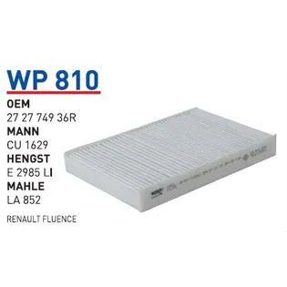 Фильтр салонный NISSAN Juke/RENAULT Fluence all 2010-> WUNDER FILTER WP810