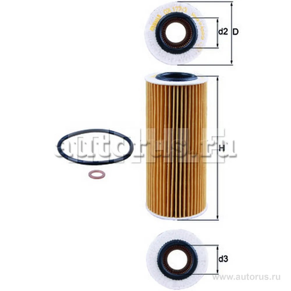 Фильтр масляный KNECHT/MAHLE OX177/3D