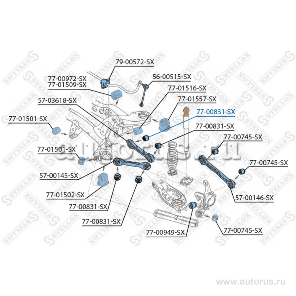 Сайлентблок зад. рычага внутр. BMW E81/E87/E90/E91 all 04> STELLOX 77-00831-SX