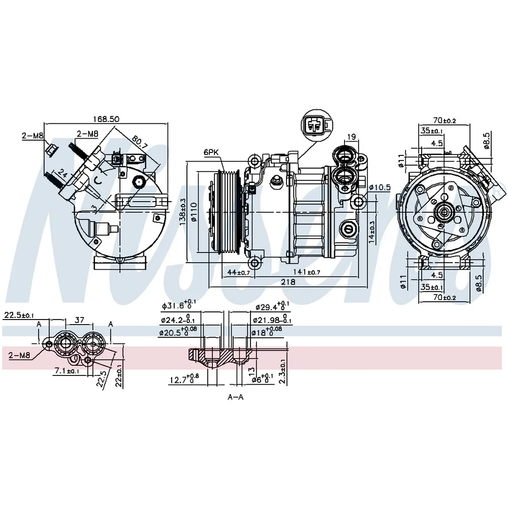 Компрессор кондиционера VOLVO V50 (MW) (04-) 1.6 D NISSENS 890125