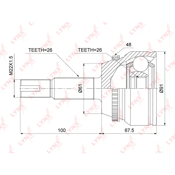 Шрус LYNXauto CO-3906A