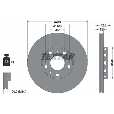 Диск тормозной задний стандартный AUDI/VOLKSWAGEN TEXTAR 92152200