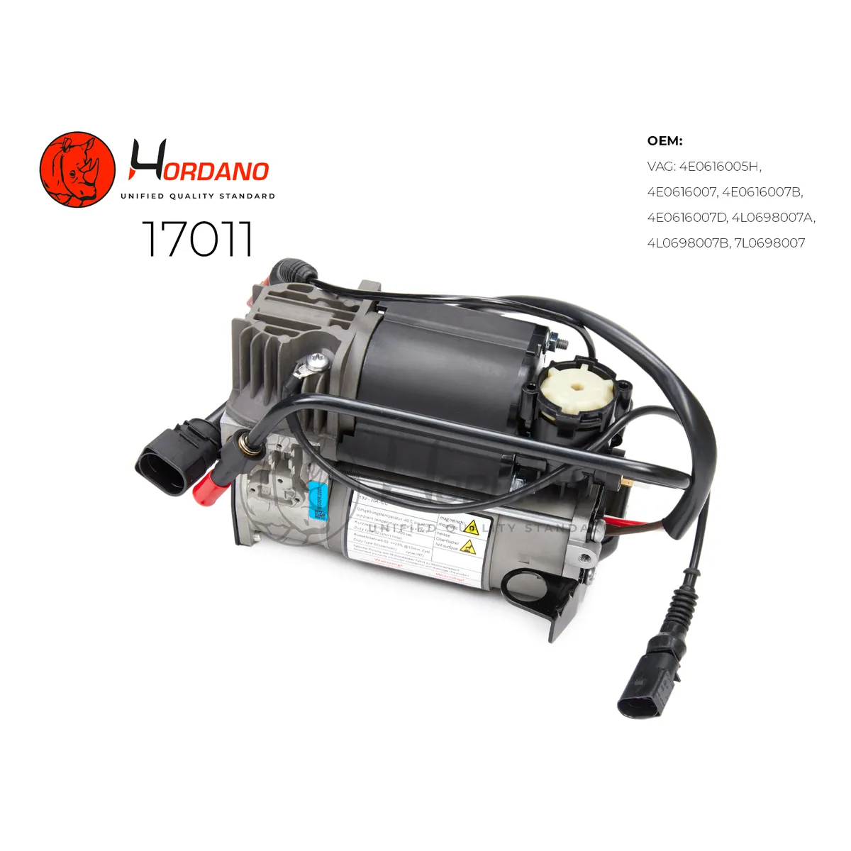 Компрессор пневматической подвески AUDI A8 D3 (2003-2010) Hordano 17011