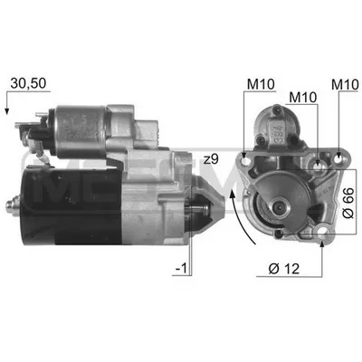 Стартер (12V,0,9kW) RENAULT /Clio III/Scenic II/Duster/Captur mot.2,0L ERA 220462
