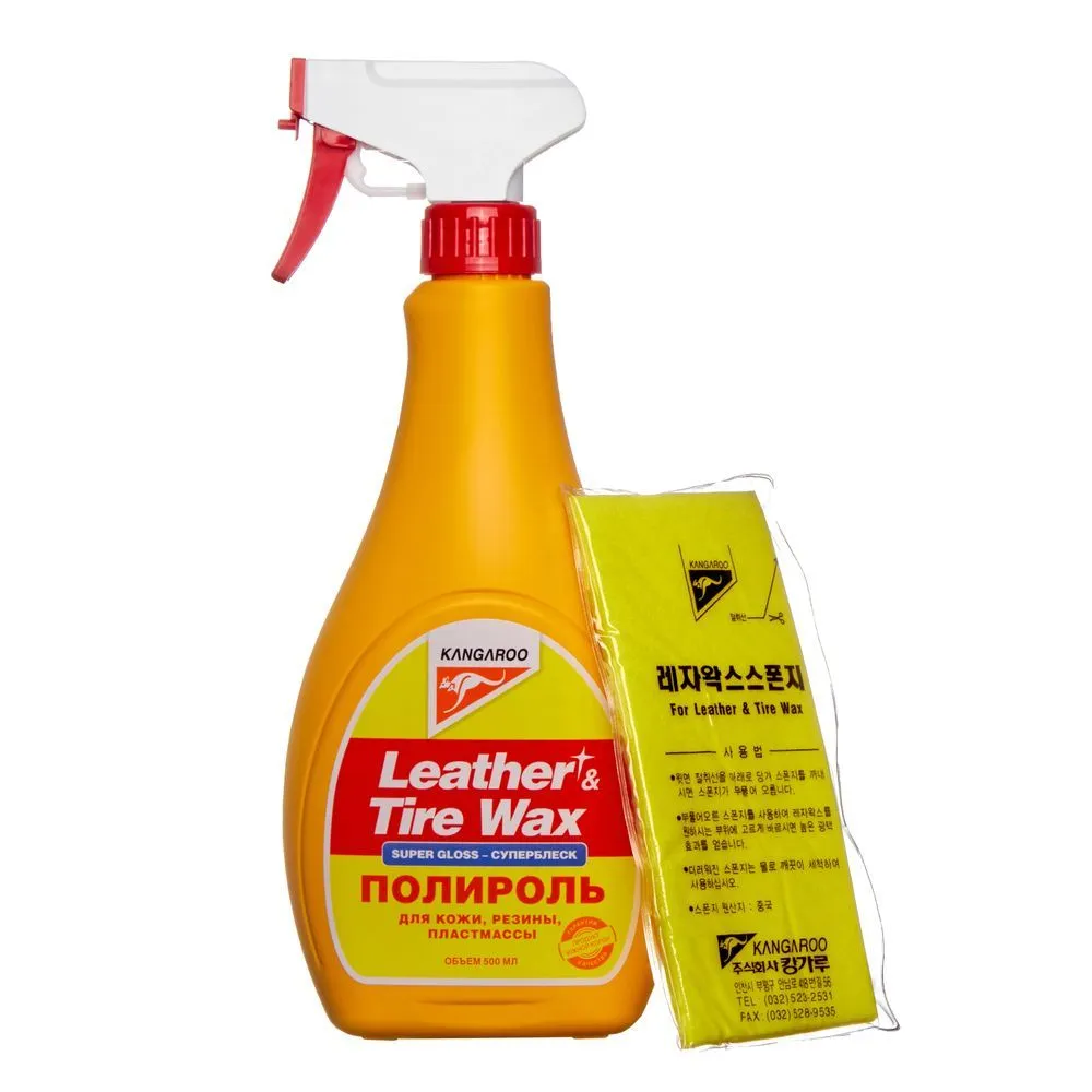Полироль Супер блеск Leather & Tire Wax Super Gloss, 500 мл KANGAROO 355029