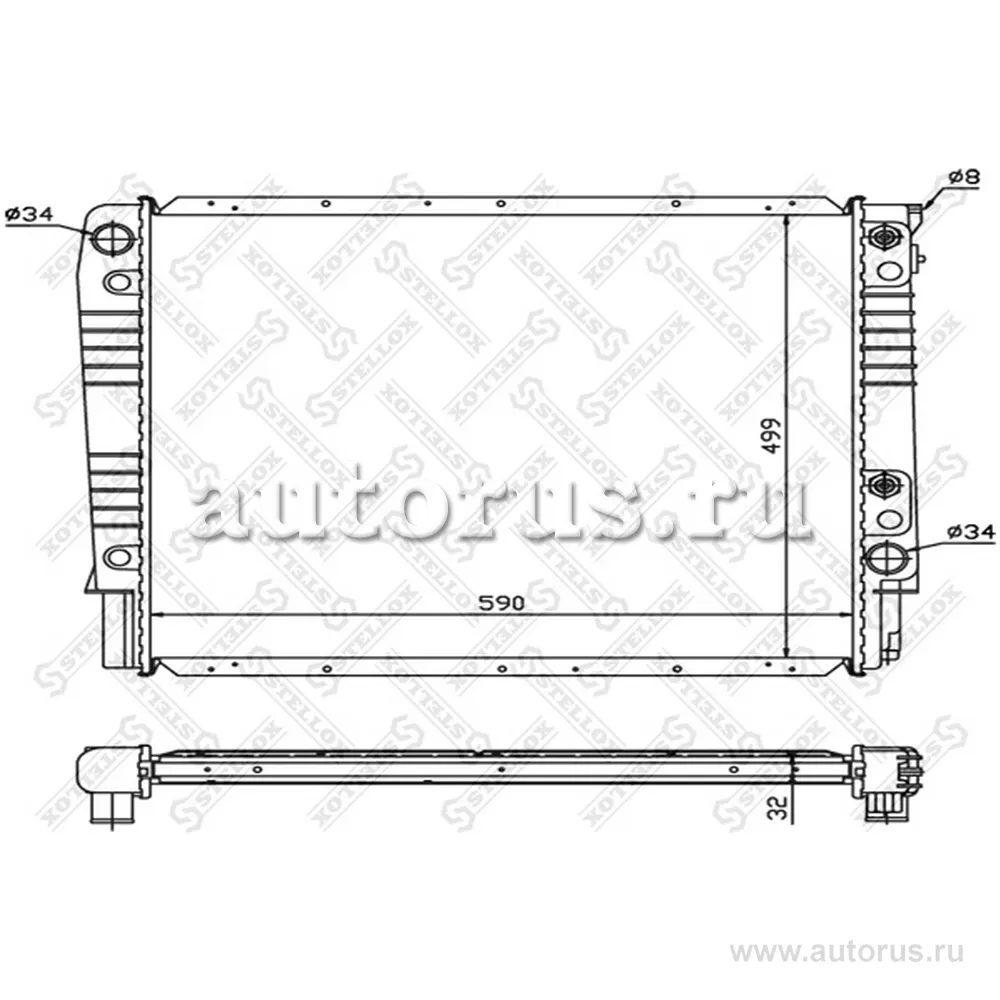 Радиатор системы охлаждения МКПП Volvo S90/V90 2.5i/3.0i 94> STELLOX 10-26445-SX