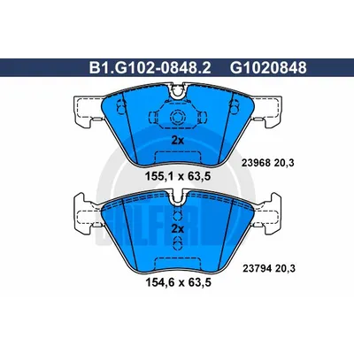 Колодки тормозные дисковые GALFER B1.G102-0848.2