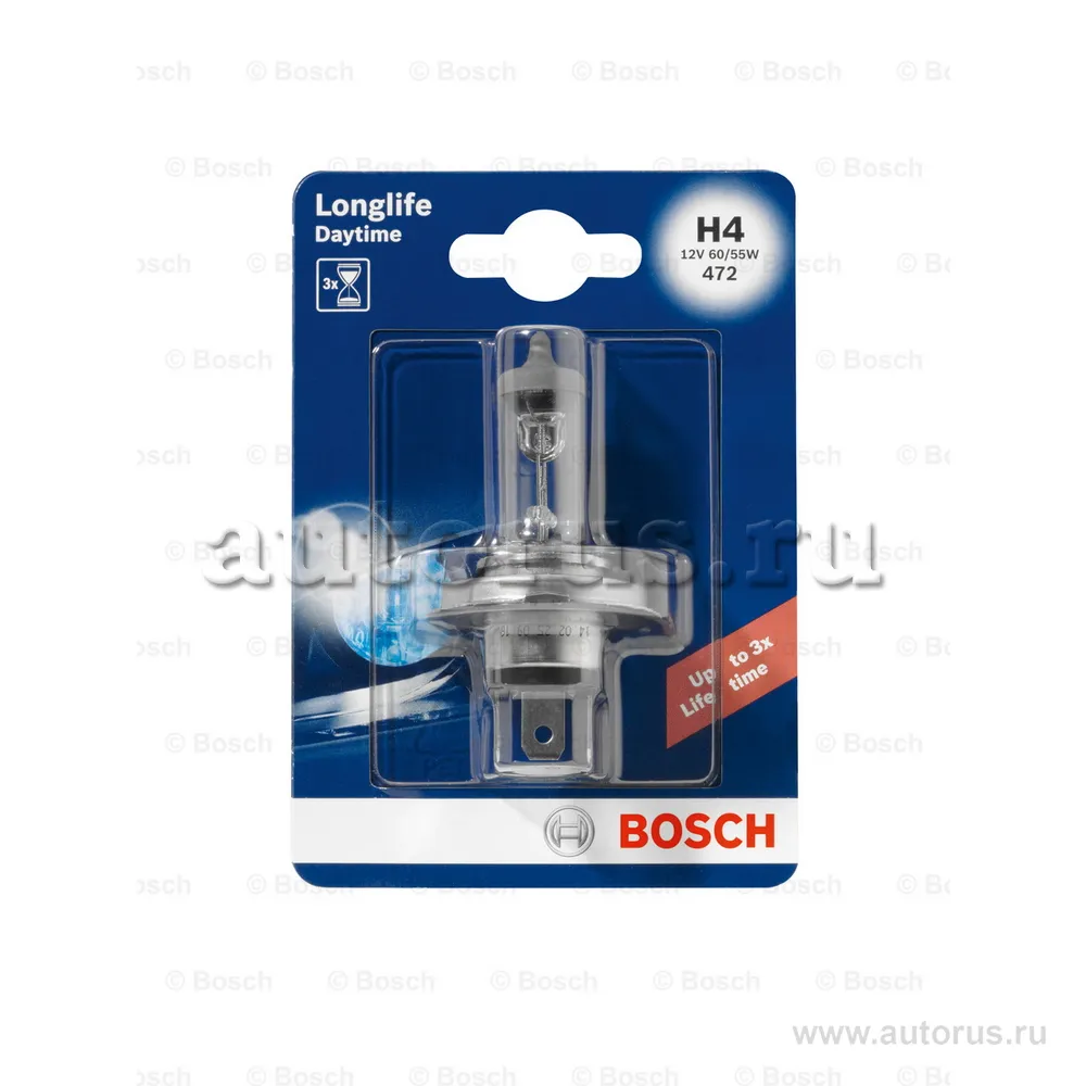 Лампа 12V H4 60/55W P43t BOSCH Longlife Daytime 1 шт. блистер 1 987 301 054