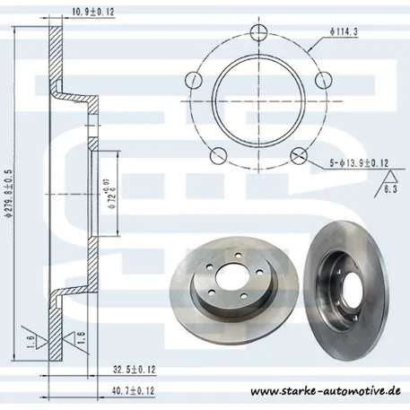 Диск тормозной задний MAZDA 3/MAZDA 5 STARKE 179963