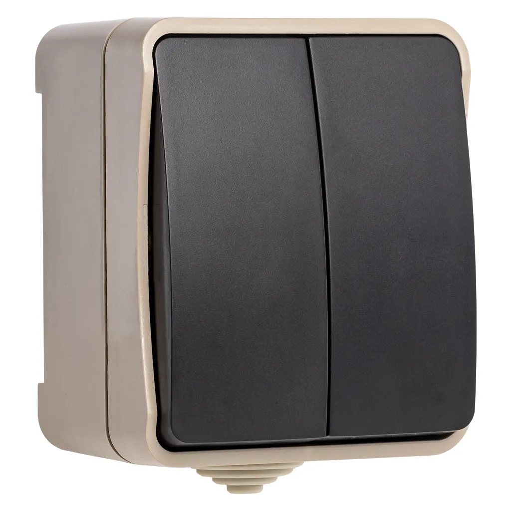 Выключатель 2-клавишный 10а, IP54, бежевый, сатурн SMARTBUY SBE-04W-10-SW2-0