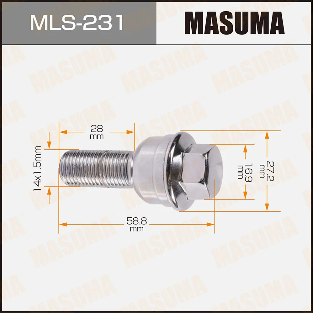 Болт колесный M14x1.5x21.5 MASUMA MLS-231