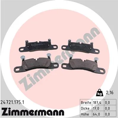 Колодки тормозные задние Porshce Cayenne 3.0-4.8 10 ZIMMERMANN 247211751