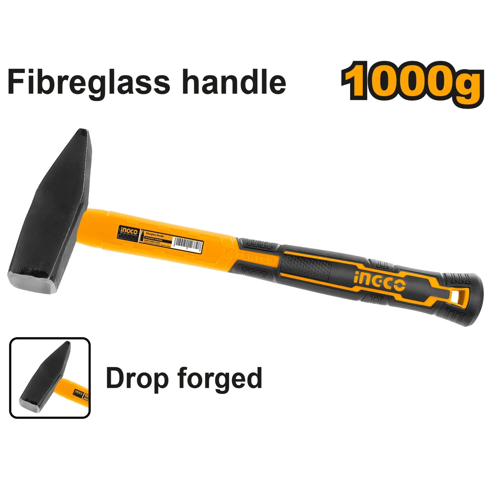 Молоток слесарный 1000 g с фиберглассовой ручкой INGCO HMH881000