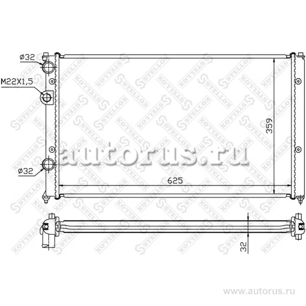Радиатор системы охлаждения VW Caddy, Seat Ibiza 1.6-1.9TDi 93> STELLOX 10-25199-SX