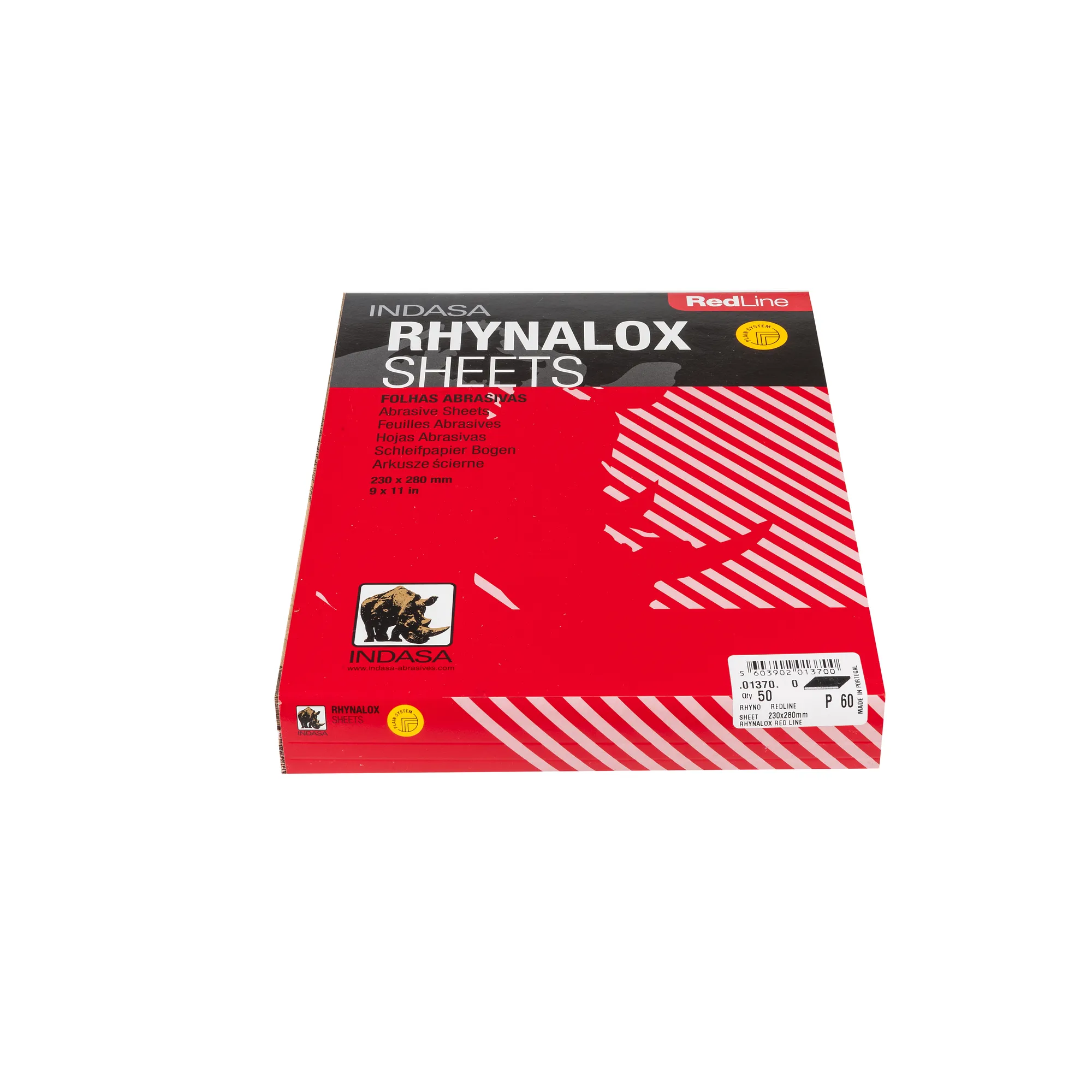 Лист RHYNALOX 230ммx280мм Р60 (1уп.х50шт) Indasa 01370