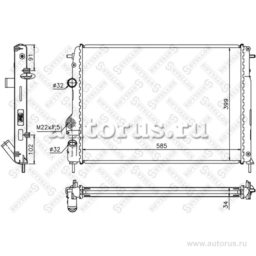Радиатор системы охлаждения Renault Meg STELLOX 1026174_SX