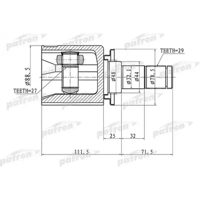 ШРУС внутренний левый 29x44x27 LAND ROVER DISCOVERY III PATRON PCV1358